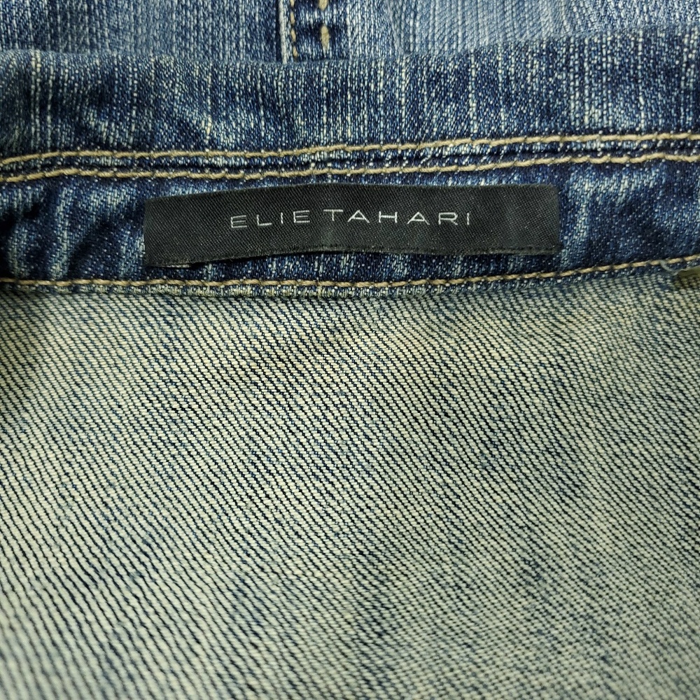 Elie Tahari Jean Jacket Denim Vintage Artsy Clasp - Picture 7 of 8
